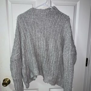 Mock neck drop shoulder sweater